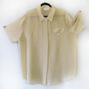 TESS WOMAN 2X 100% Silk Striped Blouse/Vintage